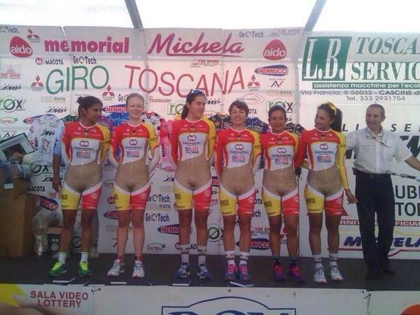 The kit worn by a womens Colombian cycling team has caused uproar on social media ©Twitter
