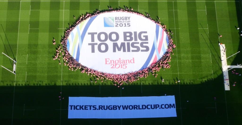 The world's largest scrum was created to mark the day tickets go on general sale for Rugby World Cup 2015 ©England 2015