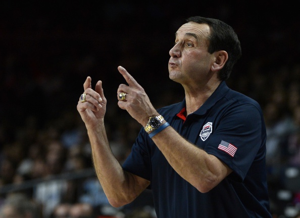 United States coach Mike Krzyzewski was on hand to guide the team to their second consecutive title ©AFP/Getty Images