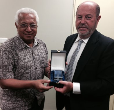 World Karate Federation President Antonio Espinos with Dr Robin Mitchell, Fiji's International Olympic Committee member and President of the Oceania National Olympic Committee ©World Karate Federation
