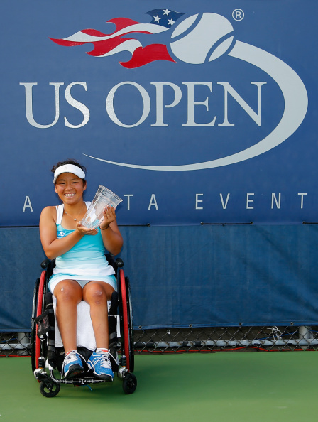 Yui Kamiji secured her second title of the US Open with victory over Aniek Van Koot in the women's singles ©Getty Images