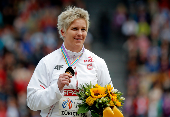 Poland's Anita Wlodarczyk, pictured atop the European podium in Zurich, followed up with a world record hammer throw of 79.58m on August 31 and will next compete for Europe in this weekend's second IAAF Continental Cup in Marrakech ©Getty Images