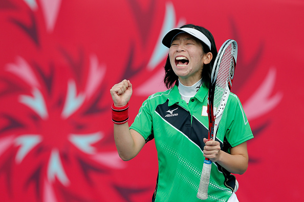 Ayaka Oba of Japan was up against Indonesia's Pitri Dwi Rahayu in the soft tennis women's singles ©Getty Images