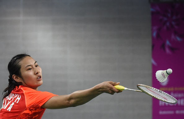 Wang Yihan of China was in semi-final action against Bae Yeon-Ju of South Korea in the women's badminton singles ©AFP/Getty Images