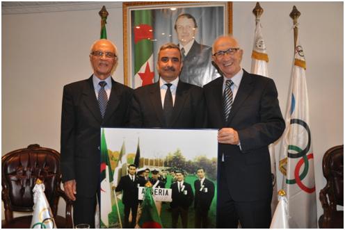 Algerian Olympic officials join to celebrate a half century of participation at the Games ©COA