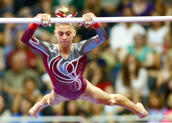 Ashton Locklear was able to break her team mate's stranglehold on qualification, by topping the uneven bars standings ©Getty Images