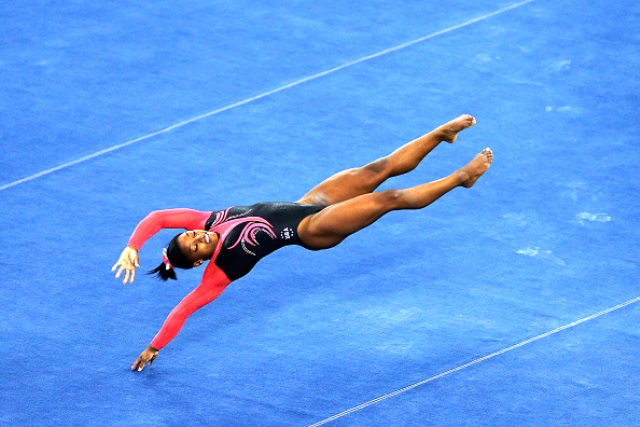 Biles retained her floor exercise world title at the Guangxi Sports Centre Gymnasium in Nanning ©Getty Images