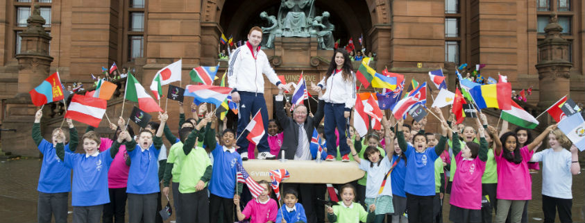 Claudia Fragapane and Dan Purivs were at Kelvingrove Art Gallery and Museum to celebrate the one year to go mark until the 2015 World Gymnastics Championships ©2015 World Gymnastics Championships