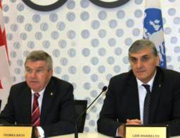 IOC President Thomas Bach met with GNOC President Leri Khabelov in Tbilisi to mark 25-year anniversary ©GNOC