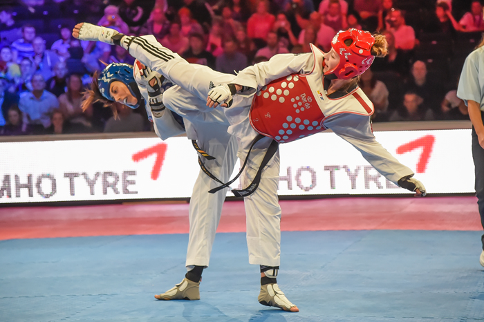 Jade Jones was beaten for the second consecutive year by Spain's Eva Calvo Gomez at the WTF Grand Prix in Manchester ©WTF