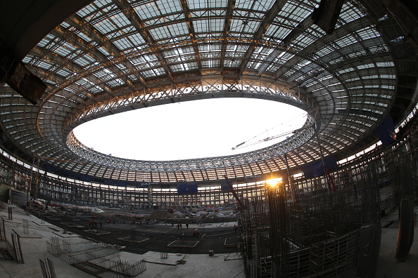 A general view of reconstruction site of the Luzhniki Stadium in Moscow, which is due to host the opening match and final of the 2018 World Cup in Russia ©Getty Images