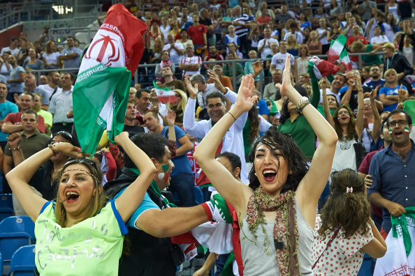 Iranian women cheered on the team at the FIVB World Championships in Poland, but are banned from attending matches in their own country ©Getty Images