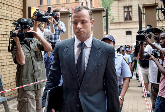 Oscar Pistorius enters court today as his sentencing hearing for killing Reeva Steenkamp continues in Pretoria ©Getty Images