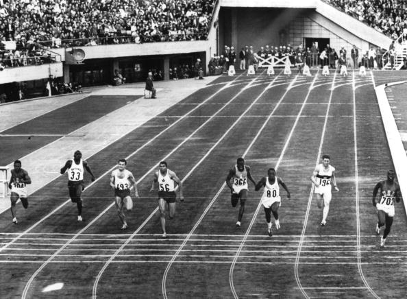 Robert Hayes (far right) of the United States was the winner of the men's 100m in a world record time of 10.06 seconds ©Allsport Hulton/Archive
