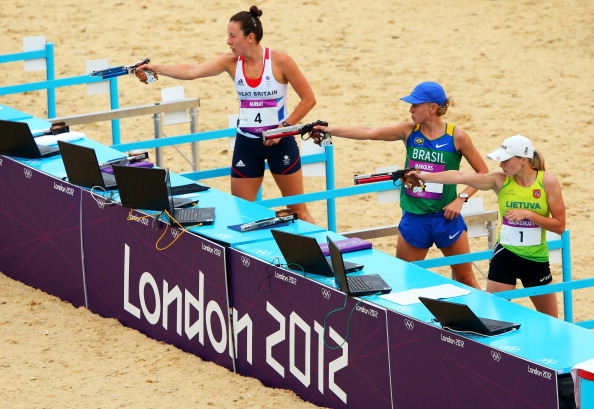 The women compete at London 2012 during the women's modern pentathlon, a sport that must alter itself to ensure its place within the Olympic programme, warns Pal Schmitt  ©Getty Images