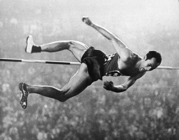 Soviet Valery Brumel cleared the high jump bar with a leap of 2.18cm to claim an Olympic record and the gold medal ©Keystone/Hulton Archive/Getty Images