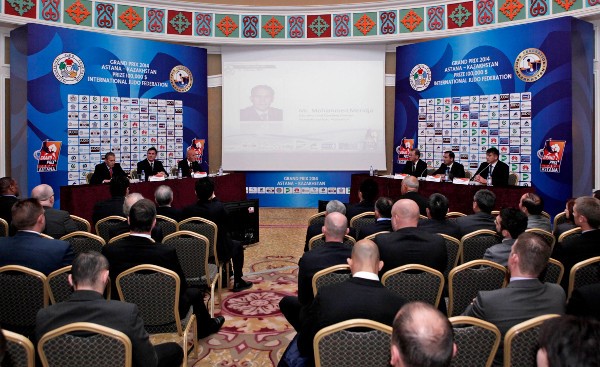 The draw taking place for the Astana Grand Prix, which begins in the Kazakh capital tomorrow ©IJF
