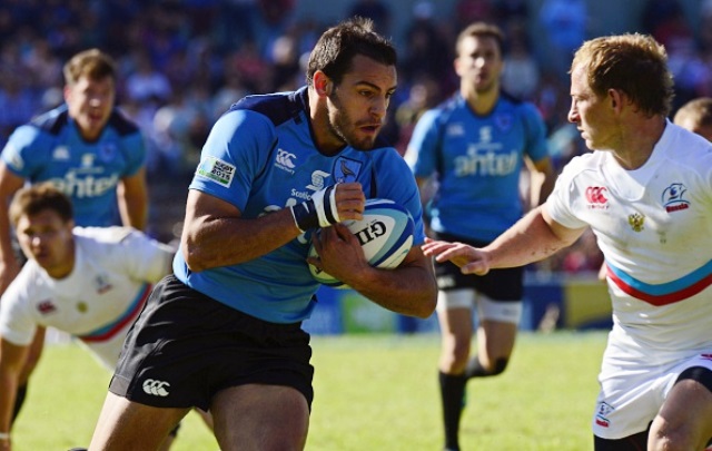 Joaquin Prada crossed the line for the first of three crucial tries for Uruguay as they beat Russia to claim the final place at Rugby World Cup 2015 ©AFP/Getty Images