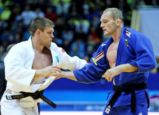 Maxim Rakov (left) won gold for Kazakhstan on the final day of action at the judo Grand Prix in Astana ©IJF