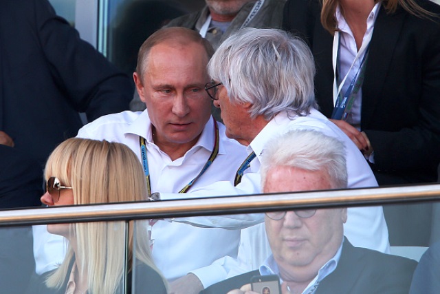 Russian President Vladimir Putin watched the closing stages of today's Grand Prix in Sochi with Formula One supremo Bernie Ecclestone ©Getty Images
