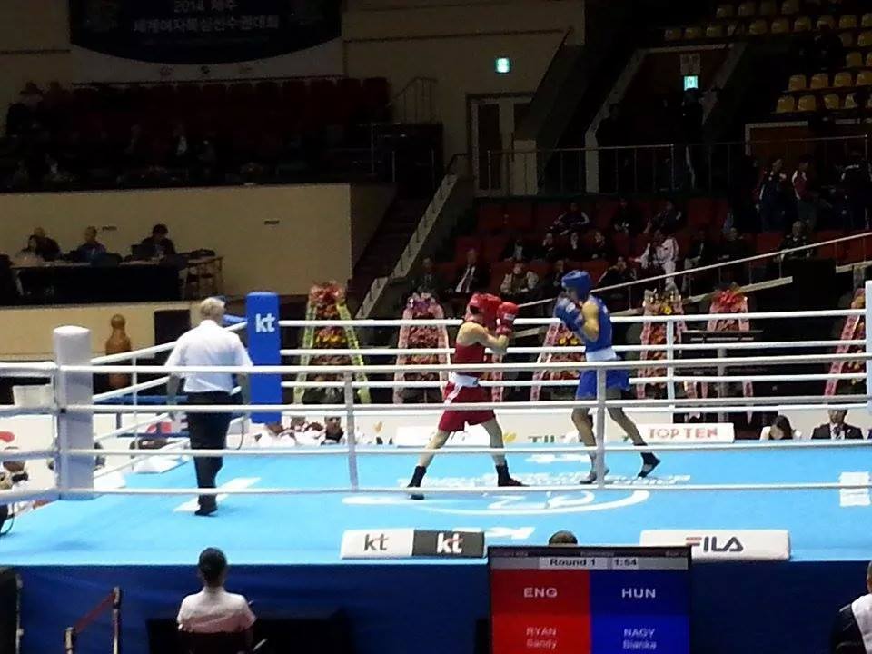 ngland's Sandy Ryan showed impressive form in the opening session of the Women's World Boxing Championships in Jeju City by beating Hungary's European Union champion Bianka Nagy in the opening round of the light welterweight division ©AIBA