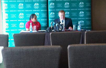 AOC President John Coates and sprinting legend Cathy Freeman announcing the historic change this morning ©Twitter