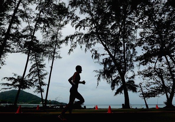 Competition in triathlon was held in picturesque conditions on Naiyang Beach ©Getty Images