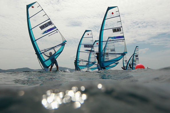 Competitors start a race in the RS-One windsurfing category ©Getty Images