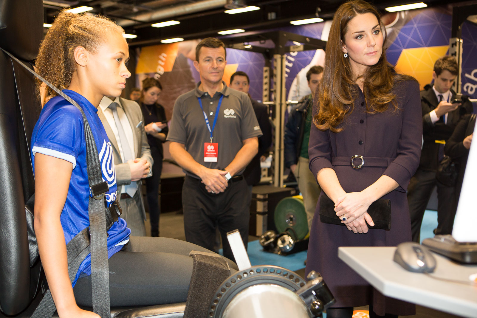 Duchess of Cambridge, Patron of SportsAid, meets sprinter Shona Richards at GSK's Human Performance Lab in London ©Nathan Gallagher/SportsAid