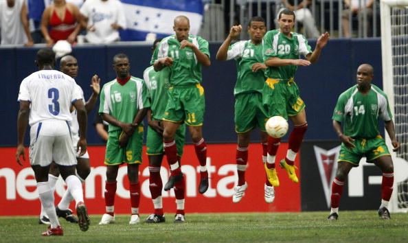 Guadeloupe's national football team pictured facing Honduras in the 2007 CONCACAF Gold Cup. They reached the semi-finals ©Getty Images