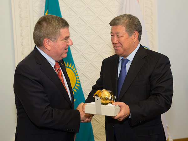 IOC President Thomas Bach visited Almaty last month, meeting with Mayor Akhmetzhan Yessimov. But the Kazakh bid has remained very low key since ©IOC