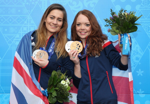 Jade Etherington and guide Caroline Powell won four medals at Sochi 2014 - three silvers and one bronze ©Getty Images