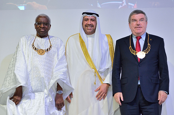 Lamine Diack and Thomas Bach have each been awarded ANOC Merit Awards ©Getty Images