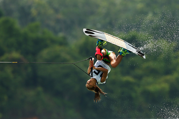 Seulkee Joo of Korea competes in the final of the ladies wakeboarding event ©Getty Images