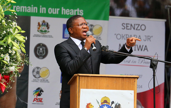 The South African Sports Minister Fikile Mbalula spoke at the funeral service ©Getty Images