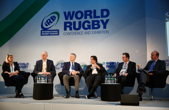 The five-strong panel was moderated by BBC World's David Eades (right) ©Getty Images