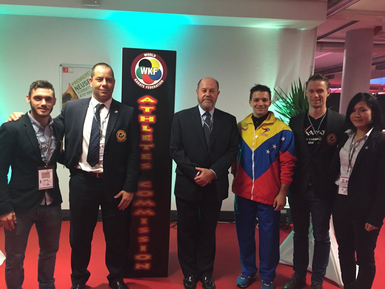 The full WKF Athletes' Commission following the election of Antonio Diaz and Douglas Brose in Bremen ©WKF