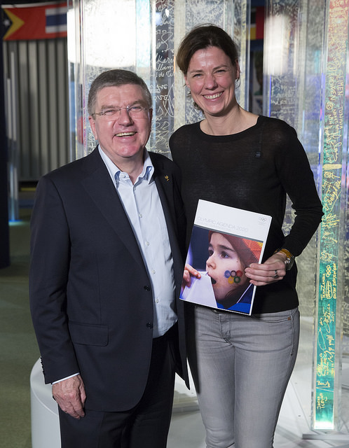 Claudia Bokel, chair of the IOC Athletes' Commission, was among the first to hear from Thomas Bach about his new Agenda 2020 proposals ©IOC