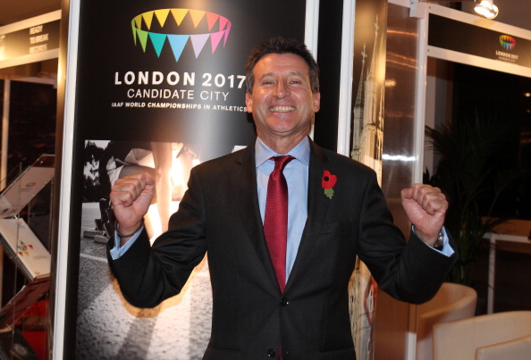 Sebastian Coe celebrates in Monaco after guiding London to a successful bid for the 2017 IAAF World Championships ahead of Doha, who are this week seeking the 2019 version ©Getty Images  
