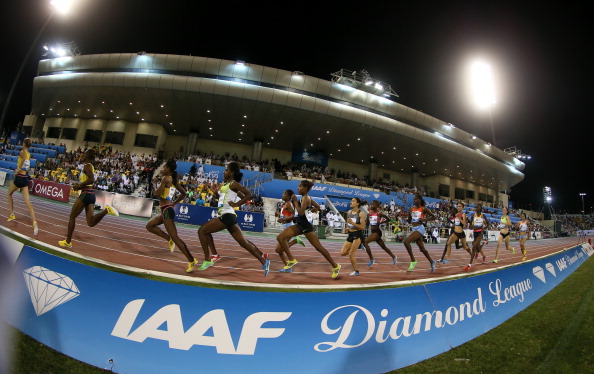 The women's 1500m in progress at the 2013 IAAF Diamond League meeting in Doha, where temperatures were greater than will be the case during the 2019 World Championships, the Doha bid team assured the IAAF ©Getty Images