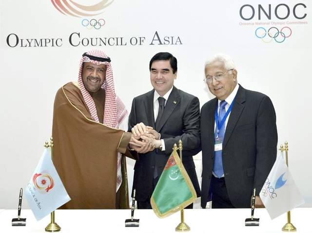 A deal for athletes from Oceania to compete in the 2017 Asian Indoor and Martial Arts Games in Turkmenistan was signed a special ceremony attended by Olympic Council of Asian President Sheikh Ahmad al-Fahad al-Sabah ©Ashgabat 2017