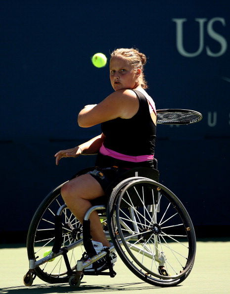 Aniek Van Koot took the women's title at the NEC Wheelchair Tennis Masters and earned a spot on the Allianz Athlete of the Month poll for November 2014 ©Getty Images