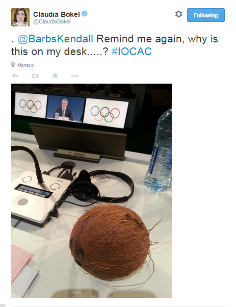 Claudia Bokel posts the first IOC member photo-tweet of the morning ©Twitter