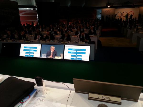 IOC Athletes' Commission chair Claudia Bokel's view from the top table ©Twitter