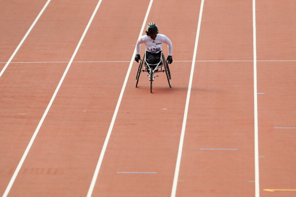 Gambian 800 metres wheelchair racer Isatou Nyang of Gambia competing during the women's T54 heats at London 2012 ©Getty Images