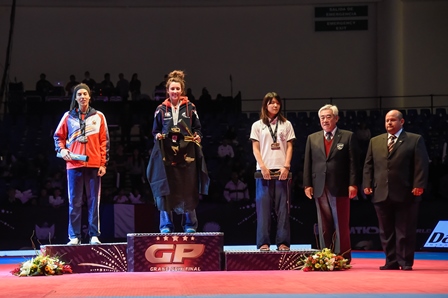 Great Britain's Jade Jones (second from left) claimed her first WTF Grand Prix title ©WTF 