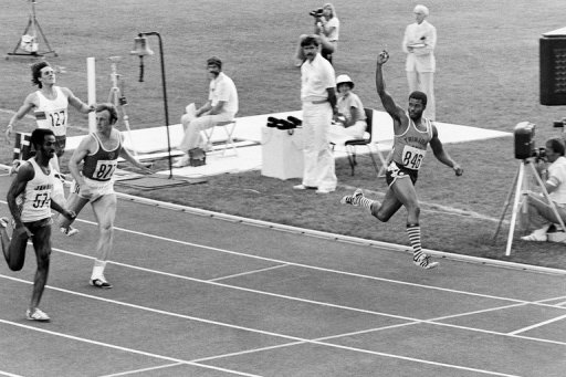 Hasely Crawford (far right) claimed Trinidad and Tobago's first Olympic gold medal at Montreal 1976 when he won the 100 metres ©Hulton Archive/Getty Images
