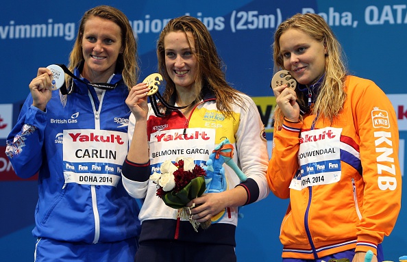 Mireia Belmonte claimed her third gold medal of the World Short-Course Swimming Championships ahead of Jazz Carlin and Sharon van Rouwendaal ©Getty Images