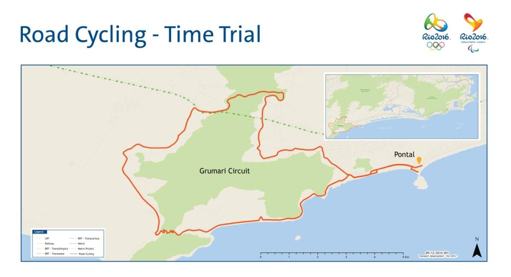 The Rio 2016 time trial course will see men complete the Grumari circuit twice and the women once ©UCI