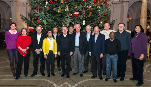 Thomas Bach and his IOC Executive Board colleagues in Montreux in December 2013, during the meeting in which Olympic Agenda 2020 was first proposed ©IOC/Christophe Moratal